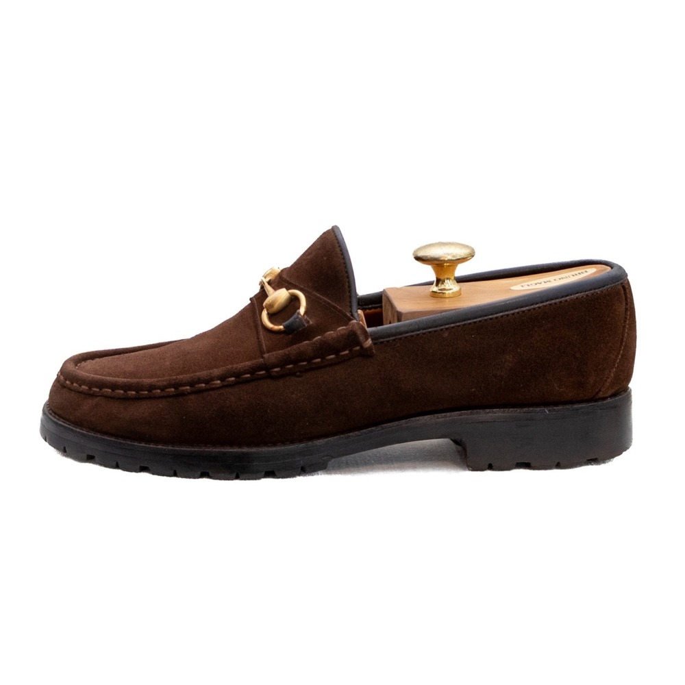Gucci Men's Horsebit Loafers Brown Suede Slip-On Lug Sole Tom Ford Era -US.8.5 - Picture 2 of 14